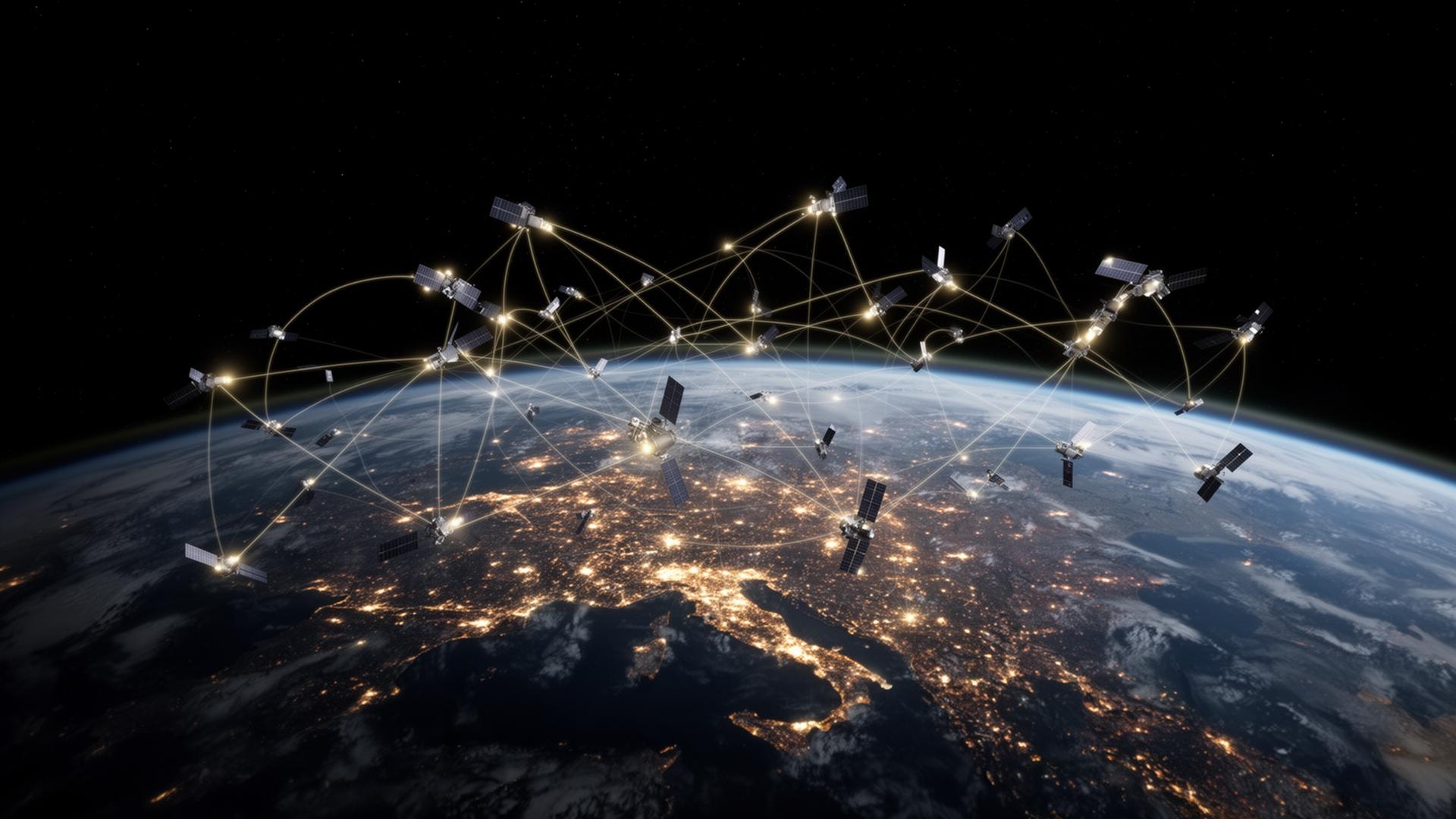 Constelação de satélites Starlink em órbita da Terra